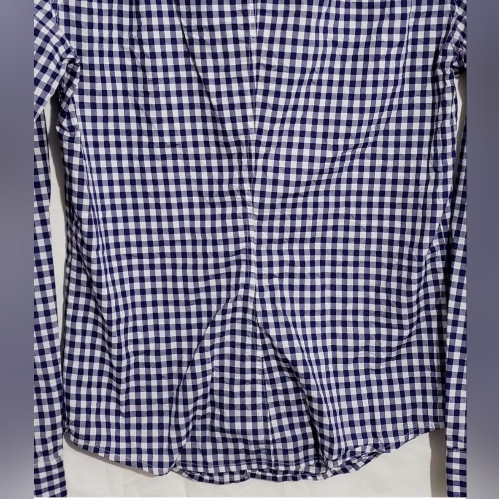 Frank & Eileen Barry Shirt Blue Gingham Tailored Size XS Italian Vintage Cotton - Picture 13 of 15